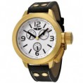 Invicta homens banhado a ouro 18K Assista Black Leather 